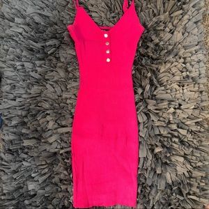 Hot pink summer bodycon dress.